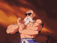 Despite his advanced age, Master Roshi (Dragon Ball) is a very skilled and experienced warrior, enought to earn the respect of the God of Destruction.