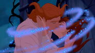 Belle and (Human) Beast (Beauty and The Beast) breaking the curse of the castle with the kiss true love.