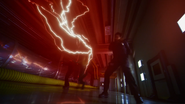 Eobard Thawne (The Flash) possesses a corrupted connection to the Speed Force, represented by red lightning.