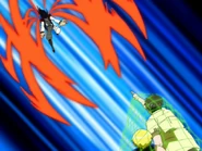 One of Rodeaux's (Konjiki no Gash Bell!) spells, Giron Ragyuuru splits his wings into numerous red arrows.