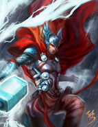 Thor (Marvel Comics) wields the power of Divine lightning through his hammer.