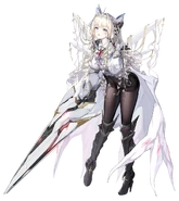 Crown (Goddess of Victory: Nikke) with her lance-machine gun hybrid, Your Majesty.