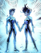 Northstar and Aurora (Marvel Comics) contact with each other they could generate a light equivalent to a lighthouse beacon