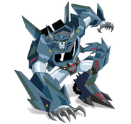 Steeljaw (Transformers: Robots in Disguise 2015) resembles a werewolf in his robot mode.