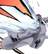 Tōshirō Hitsugaya (Bleach) uses his Vacuum Ice Blade to combine ice blade with a vacuum wave capable of piercing through the powerful Bazz-B.