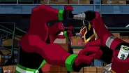 Tetramands (Ben 10) become stronger as they age, with a 16-year-old Fourarms able to match and eventually overpower Looma Red Wind despite female Tetramands generally being stronger than the males.