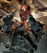 Unlike his former mentor and fellow peers in the Bat Family, Jason Todd/Red Hood (DC Comics) relies on deadly skill with his IWI Jericho 941s pistols with marksmanship nearly on par with Deadshot.