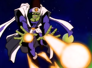 Pikkon (Dragon Ball Z) shooting generic energy bullets out of his ki.