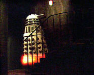 An Imperial Dalek hovers up the stairs (Doctor Who:Remeberance of the Daleks)