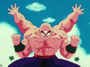 Tien Shinhan (Dragon Ball) using the Four Wiches Technique, that allows its user to temporarily grow two extra arms from their back.