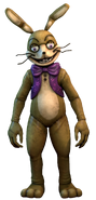 Glitchtrap (Five Nights at Freddy's) was created after the circuitry bords of the Springtrap animatronic were scanned. He is able to take over humans and technology alike by infecting them, or even take control of their mind.
