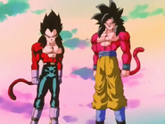 Goku and Vegeta (Dragon Ball) as Super Saiyan 4s.