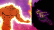 Escanor (Seven Deadly Sins) using the solar heat generated by his "The One" form to cut through anything.