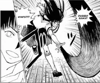 Sanjou Yukina (Vector Ball) can create whips and walls made of a very dense yet flexible rubber