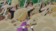 Living up to his nickname of Thousand Arms, Charlotte Cracker (One Piece) can create an endless army of warriors with his mastery of the Bisu Bisu no Mi.