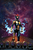 Samuel Alexander/Nova (Marvel Comics) is able concentrate the power of the Nova Force into a beam or a ball of energy form his hands. He can also utilize the energies he generates to create protective or reflective force fields, power star-ships, focus energy into an energy razor capable of decimating ships, amplify his striking power of his fist or whole power, alter the properties of matter (such as detecting/removing toxins from living beings & molecular acceleration), and create hyperspace portals.