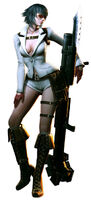 Lady (Devil May Cry) has a high pain tolerance, to the extent that she was able to keep going after being pierced through the leg by the bayonet attached to her rocket launcher.