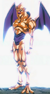 Nuova Shenron (Dragon Ball GT) has shed his outer armor, which acts as a limiter, raising his power enough to hold his own against Super Saiyan 4 Goku.