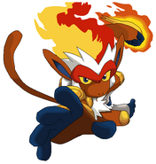 Infernape (Pokémon) is a Fire and Fighting-type known to fight fire with its hands and feet.