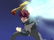 Kazuma (s-CRY-ed) activating his one of his Shell Bullet attacks...