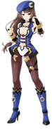 C-Sha (Hyperdimension Neptunia) is the personification of Capcom, and like the other members of the Gold Third, has access to the powers and abilities of characters from games belonging to her company, such as Mega Man and Street Fighter.