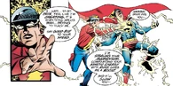Jay Garrick/The Flash I (DC Comics) stealing Superman's speed to render him immobile.