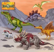 Max, Caruso, Buzz, Fiona and Roger (Dino Squad), after being exposed to a polluted version of Primordial Ooze, can transform into dinosaurs.