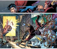 Powerful Touch By Superman.jpg (1.37 MB) Superman (DC Comics) flings the Flash away with a flick of his finger