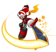 After defeating and absorbing Brandish corrupted Xel, Beck (Mighty No.9) can change his appearance and able to use a few moves of Brandish had.