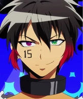 Jyugo (Nanbaka) has lockless shackles on his body...