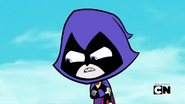 As a Cambion, Raven (Teen Titans Go!) possesses retractable sharp teeth.