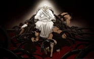 Father and his Homunculus creations/children, Sloth, Greed, Gluttony, Lust, and Envy (Fullmetal Alchemist).