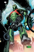 The Martian Manhunter (DC Comics) has merged with a Martian war city.