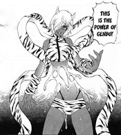 Saiyuki using Genbu's power.png (407 KB) Saiyuki (Magic User Kurohime) gains Genbu's power by subjugating him and becoming intangible water.