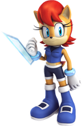 Sally Acorn (Archie's Sonic the Hedgehog), wears a pair of bracelets around her gloves which can create energy blades similar to the ones she used as Mecha Sally.