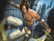 Prince (Prince of Persia) runs along a wall.