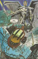 Iron Butterfly (Dakotaverse/DC Comics) wielding a metal sword created by her metal manipulating abilities.