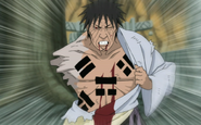 Danzō Shimura (Naruto) using the Reverse Four Symbols Sealing Technique to absorb everything into his own body and seal them away as his last resort.