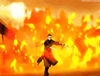 Zuko (Avatar: The Last Airbender) combining firebending with swords, shaping and channeling the flames down the blades.