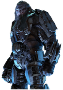 Like most Jiralhanae, Atriox (Halo) has physical strength rivaling that of a Spartan; unlike most Jiralhanae, Atriox is also extremely intelligent, cunning, and a very capable warrior, even easily defeating 3 Spartans at once.