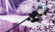 Drake (Fairy Tail) is a master sniper with his rifle Nanayon, precisely shooting target with incredible accuracy.