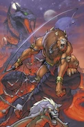 Beast Man with his wolfbat army.jpg (72 KB) Beast Man (He-Man and the Masters of the Universe) can tame nearly any wild beasts and savage monsters to become his loyal minions and to assist him in battle against his foes.