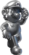 Metal Mario (Super Mario series/Super Smash Bros.), a separate entity from Mario, as he appears in Mario Kart 7.