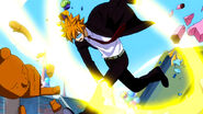 Loke (Fairy Tail) use his magic Regulus to empower his physical attacks with waves of destructive light