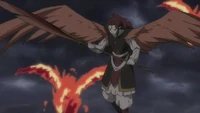 Kyōra (InuYasha) wielded the Crimson Demon Fan. When the fan was in his possession, Kyōra was to channel his fire powers and demonic energy into it in order to cyclones of flame and create birds of fire.