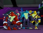 The Dark Turtles (Teenage Mutant Ninja Turtles 2003 TV series) are twisted clones of the Ninja Turtles.