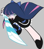 Stocking (Panty and Stocking with Garterbelt) is able to form her stockings into powerful katanas, Stripe I & II.