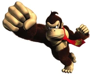 Donkey Kong (Donkey Kong series) is one of the strongest characters in the series. He can create a powerful earthquake by slamming his hands against the ground, create sonic claps, and deliver swift and powerful punches despite his large size.