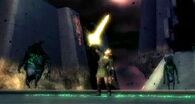 Using the Sols in the Twilight Realm, Link (The Legend of Zelda) infuses the Master Sword with light.