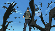Aoba Yamashiro (Naruto) use Scattering Thousand Crows Technique to summon and manipulate a flock of countless crows.
